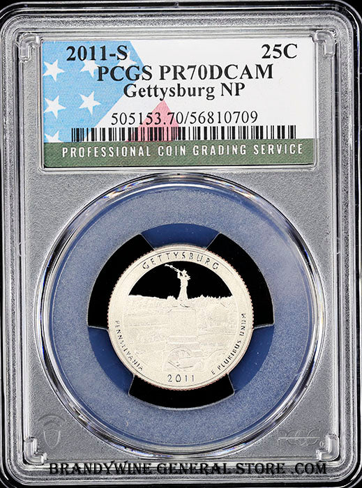 2011-s Gettysburg quarter certified by PCGS at Proof 70 Deep Cameo