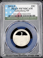 2011-s Gettysburg quarter certified by PCGS at Proof 70 Deep Cameo