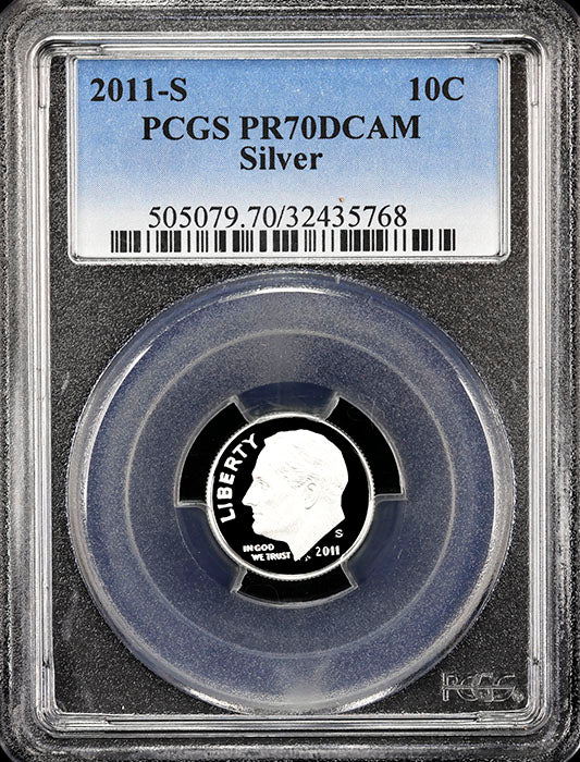 2011-s Roosevelt silver Dime certified perfect Proof 70 Deep Cameo by PCGS