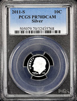 2011-s Roosevelt silver Dime certified perfect Proof 70 Deep Cameo by PCGS