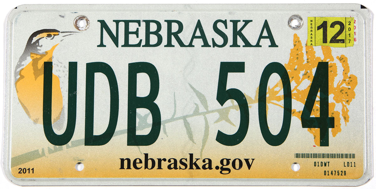 2012 Nebraska car license plate grading very good plus