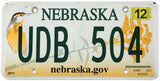 2012 Nebraska car license plate grading very good plus