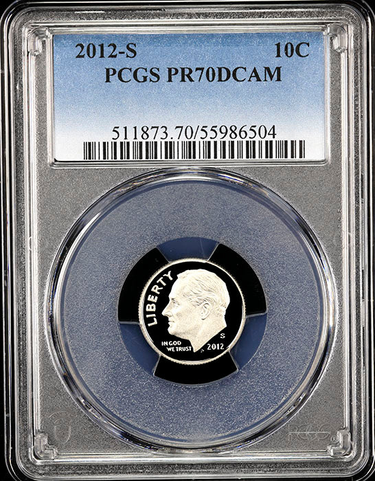 2012-s Roosevelt Dime certified perfect Proof 70 Deep Cameo by PCGS