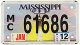 2012 Mississippi motorcycle license plate grading very good plus