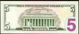 A Fr #1996-A Series of 2013 five dollar FRN with a six of a kind fancy serial number of 55555567 for sale by Brandywine General Store grading choice uncirculated Reverse