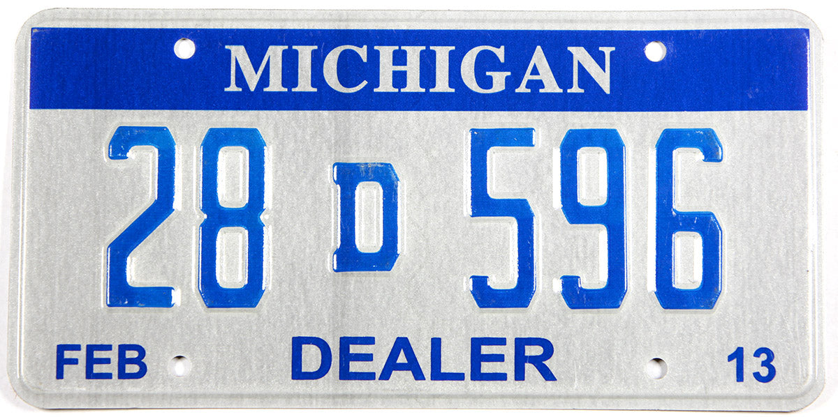 2013 Michigan dealer license plate grading excellent