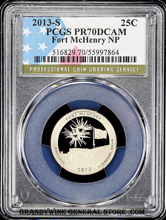 2013-s Fort McHenry quarter certified by PCGS at Proof 70 Deep Cameo