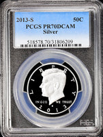 2013-s Kennedy silver half dollar graded perfect proof 70 deep cameo by PCGS