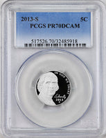 2013-s Jefferson Nickel certified perfect Proof 70 Deep Cameo by PCGS