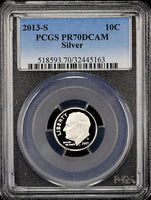 2013-s Roosevelt silver Dime certified perfect Proof 70 Deep Cameo by PCGS
