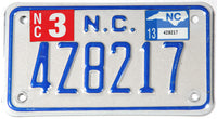 Classic 2013 North Carolina motorcycle license plate grading excellent minus