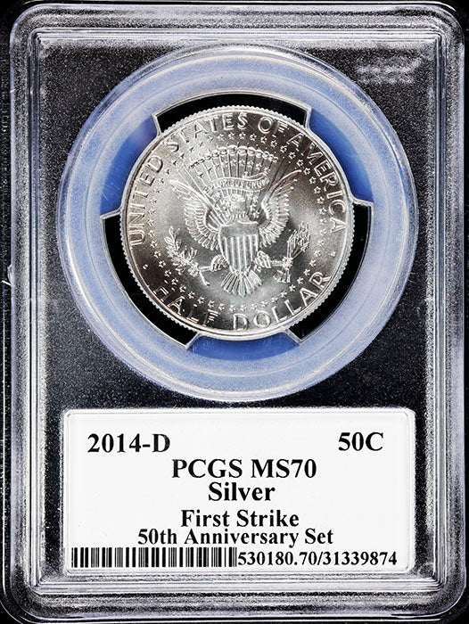 2014-s Kennedy silver half dollar graded perfect mint state 70 by PCGS
