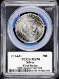 2014-s Kennedy silver half dollar graded perfect mint state 70 by PCGS
