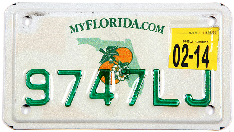 classic 2014 Florida motorcycle license plate grading excellent minus