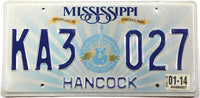 2014 Mississippi Birthplace of music license plate from Hancock county grading excellent minus