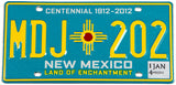 2014 New Mexico centennial passenger car license plate grading excellent minus