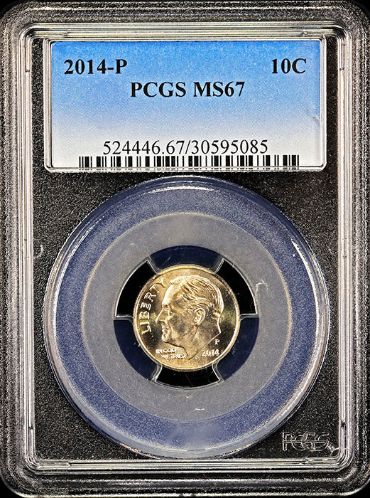 2014-p Roosevelt Dime certified Mint State 67 by PCGS