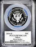 2014-p Kennedy silver half dollar graded perfect proof 70 deep cameo by PCGS
