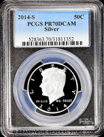 2014-s Kennedy silver half dollar graded perfect proof 70 deep cameo by PCGS