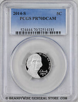 2014-s Jefferson Nickel certified perfect Proof 70 Deep Cameo by PCGS