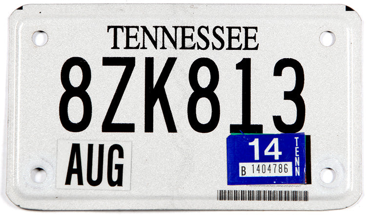 classic 2014 Tennessee motorcycle license plate grading excellent minus