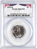 2015-d Jefferson Nickel professionally certified Mint State 67 full steps by PCGS