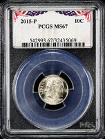 2015-p Roosevelt Dime certified Mint State 67 by PCGS