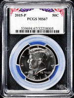 2015-p Kennedy half dollar graded mint state 67 by PCGS