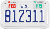 classic 2015 Virginia motorcycle license plate grading excellent