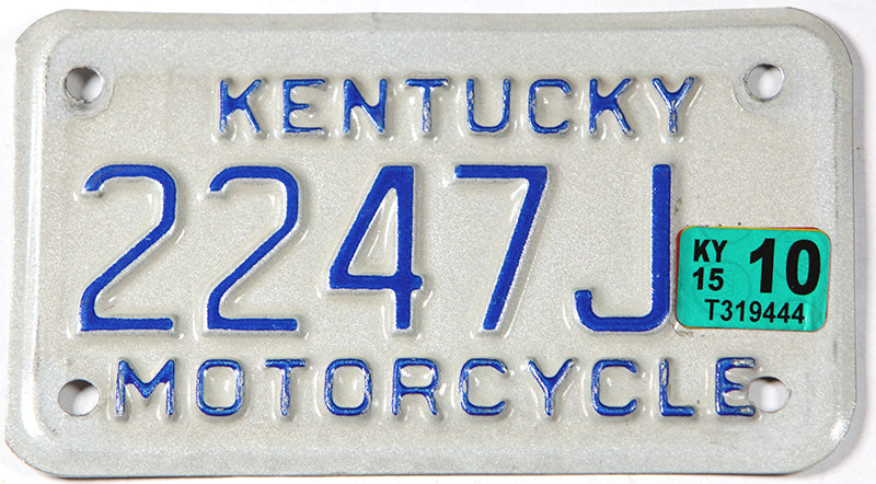 2015 Kentucky motorcycle license plate grading excellent minus