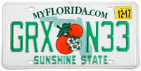 A 2017 Florida passenger car license plate for sale by Brandywine General Store in excellent minus condition with a couple scratches