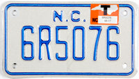 classic 2017 North Carolina motorcycle license plate grading excellent
