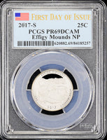 2017-s Effigy Mounds quarter certified by PCGS at Proof 69 Deep Cameo 1st day of issue