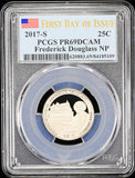 2017-s Frederick Douglas quarter certified by PCGS at Proof 69 Deep Cameo 1st day of issue