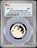 2017-s George Rogers Clark quarter certified by PCGS at Proof 69 Deep Cameo 1st day of issue