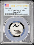 2017-s Ozark quarter certified by PCGS at Proof 69 Deep Cameo 1st day of issue