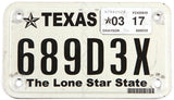 2017 Texas motorcycle license plate grading very good