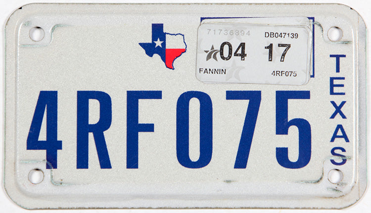 vintage 2017 Texas map motorcycle license plate grading very good plus
