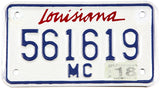 Classic 2018 Louisiana motorcycle license plate grading excellent minus