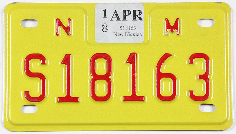 2018 New Mexico motorcycle license plate grading excellent