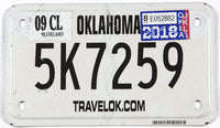 2018 Oklahoma motorcycle license plate grading very good plus