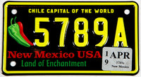 2019 New Mexico motorcycle license plate with red hot chili peppers grading excellent plus