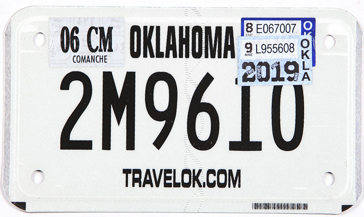 classic 2019 Oklahoma motorcycle license plate grading excellent