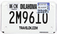 classic 2019 Oklahoma motorcycle license plate grading excellent