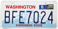 2019 Washington car license plate grading very good plus