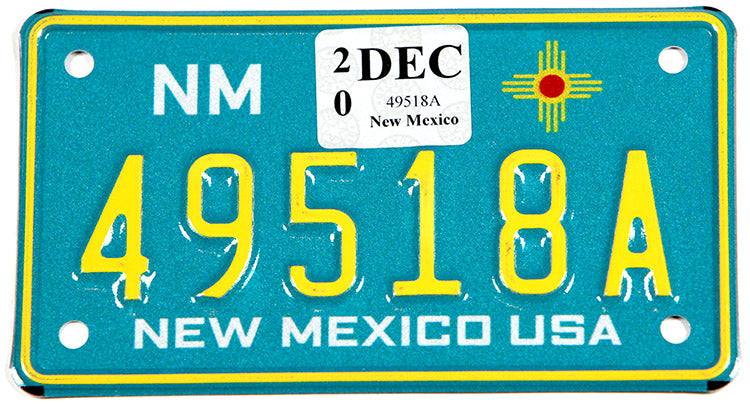 2020 New Mexico motorcycle license plate grading excellent plus