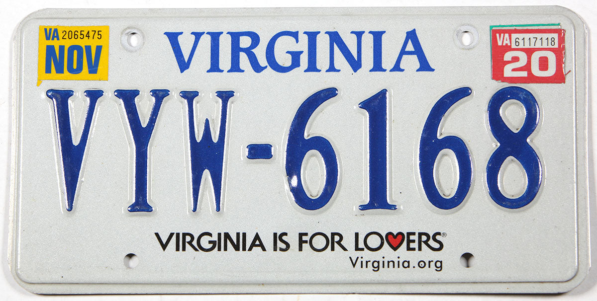 2020 Virginia car license plate grading very good plus