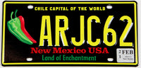 2021 New Mexico Chile passenger car license plate grading excellent minus