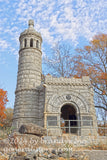 portrait view of 12th and 44th NY infantry castle monument in Gettysburg National Military Park