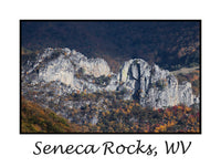 An original premium quality poster of A View of Seneca Rocks from the Mountains for sale by Brandywine General Store